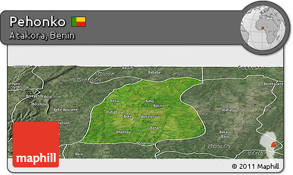 Satellite Panoramic Map of Pehonko, semi-desaturated