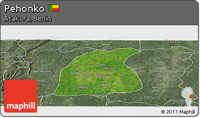 Satellite Panoramic Map of Pehonko, semi-desaturated