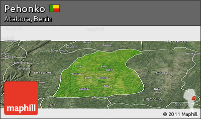 Satellite Panoramic Map of Pehonko, semi-desaturated