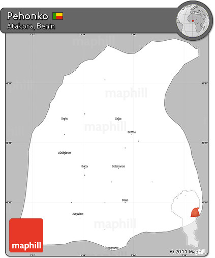 Gray Simple Map of Pehonko, single color outside