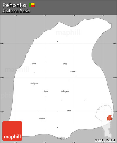 Gray Simple Map of Pehonko, single color outside