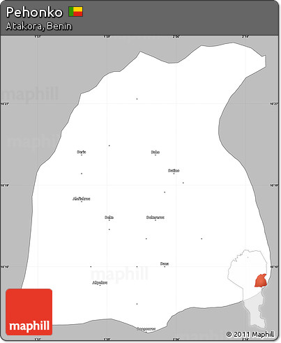 Gray Simple Map of Pehonko, single color outside