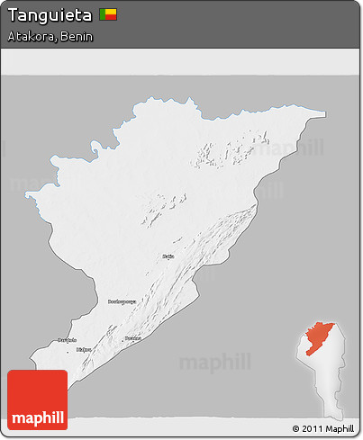 Gray 3D Map of Tanguieta, single color outside