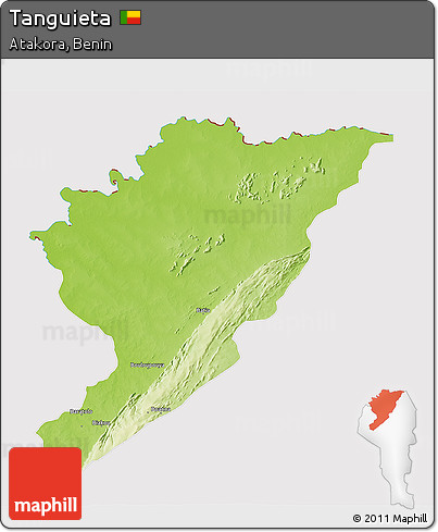 Physical 3D Map of Tanguieta, cropped outside
