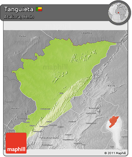 Physical 3D Map of Tanguieta, desaturated
