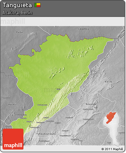 Physical 3D Map of Tanguieta, desaturated