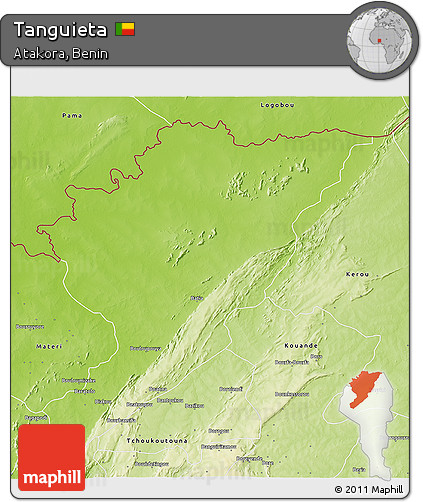Physical 3D Map of Tanguieta