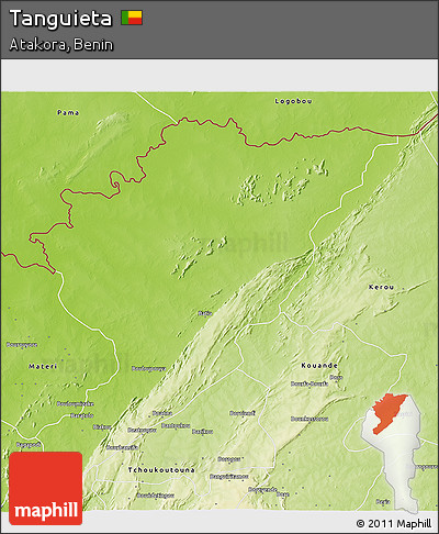 Physical 3D Map of Tanguieta