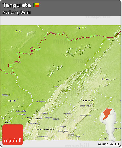 Physical 3D Map of Tanguieta