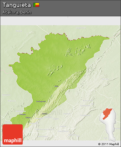 Physical 3D Map of Tanguieta, lighten