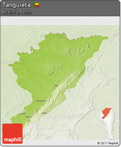 Physical 3D Map of Tanguieta, lighten