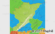 Physical 3D Map of Tanguieta, political outside