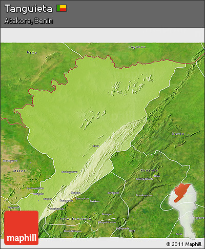 Physical 3D Map of Tanguieta, satellite outside