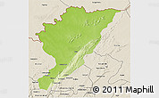 Physical 3D Map of Tanguieta, shaded relief outside