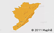 Political 3D Map of Tanguieta, cropped outside