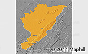 Political 3D Map of Tanguieta, desaturated