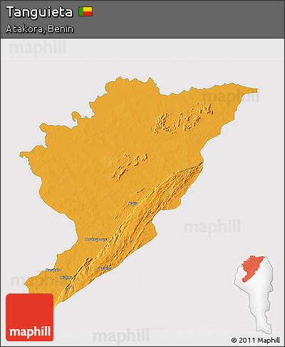 Political 3D Map of Tanguieta, single color outside