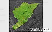 Satellite 3D Map of Tanguieta, darken, desaturated