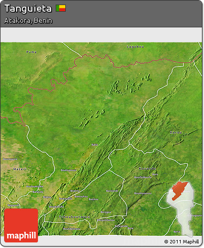 Satellite 3D Map of Tanguieta