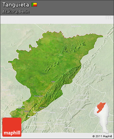 Satellite 3D Map of Tanguieta, lighten