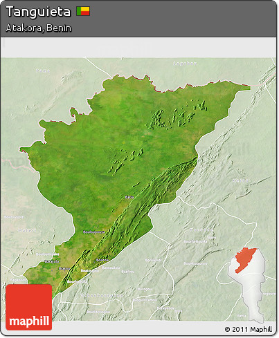 Satellite 3D Map of Tanguieta, lighten