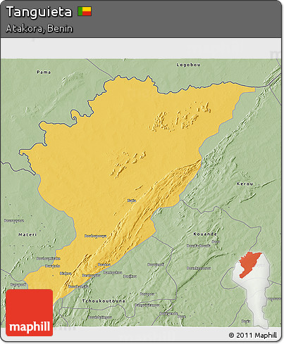 Savanna Style 3D Map of Tanguieta