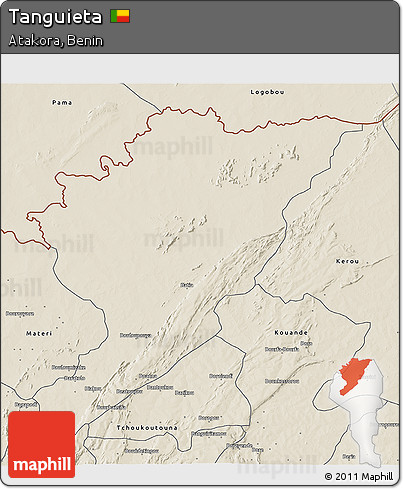 Shaded Relief 3D Map of Tanguieta