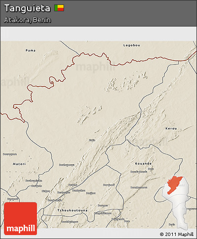 Shaded Relief 3D Map of Tanguieta