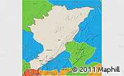 Shaded Relief 3D Map of Tanguieta, political outside