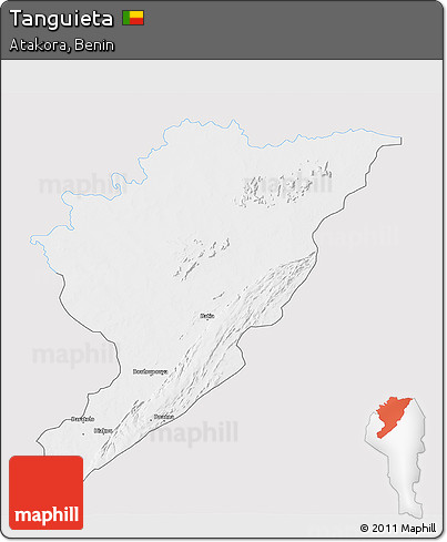 Silver Style 3D Map of Tanguieta, single color outside