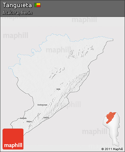 Silver Style 3D Map of Tanguieta, single color outside