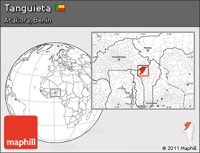 Blank Location Map of Tanguieta