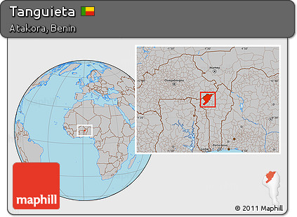 Gray Location Map of Tanguieta