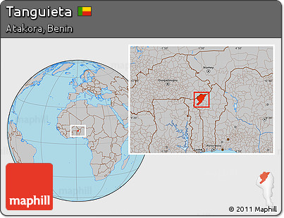 Gray Location Map of Tanguieta