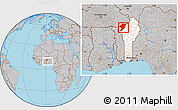 Gray Location Map of Tanguieta, highlighted country, within the entire country