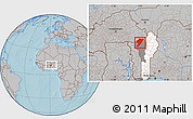 Gray Location Map of Tanguieta, highlighted country, highlighted parent region, hill shading