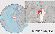 Gray Location Map of Tanguieta, highlighted country, hill shading