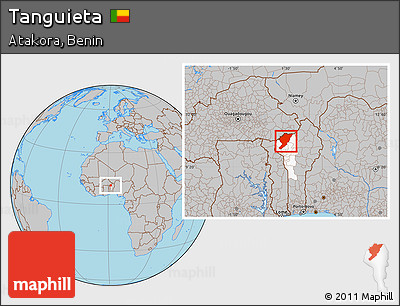Gray Location Map of Tanguieta, highlighted parent region