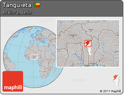 Gray Location Map of Tanguieta, highlighted parent region