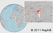 Gray Location Map of Tanguieta, highlighted parent region, hill shading