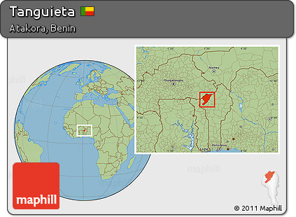 Savanna Style Location Map of Tanguieta