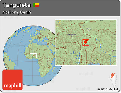 Savanna Style Location Map of Tanguieta