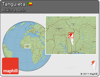 Savanna Style Location Map of Tanguieta, highlighted parent region