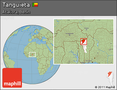 Savanna Style Location Map of Tanguieta, highlighted parent region