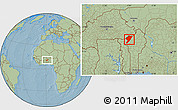 Savanna Style Location Map of Tanguieta, hill shading