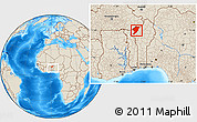 Shaded Relief Location Map of Tanguieta, within the entire country