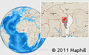 Shaded Relief Location Map of Tanguieta, highlighted country, highlighted parent region
