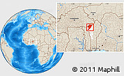 Shaded Relief Location Map of Tanguieta, highlighted parent region