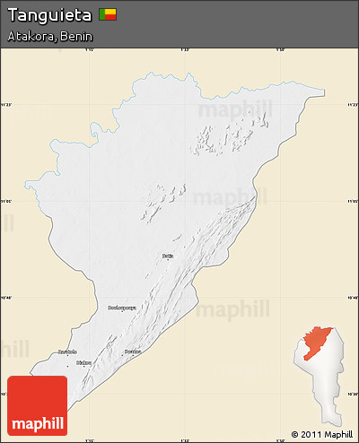 Classic Style Map of Tanguieta, single color outside