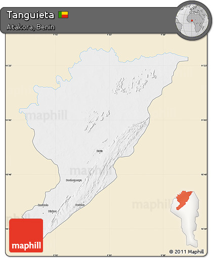 Classic Style Map of Tanguieta, single color outside